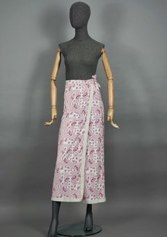 Vintage CHRISTIAN DIOR Pink Floral Logo Monogram Pareo Wraparound Skirt