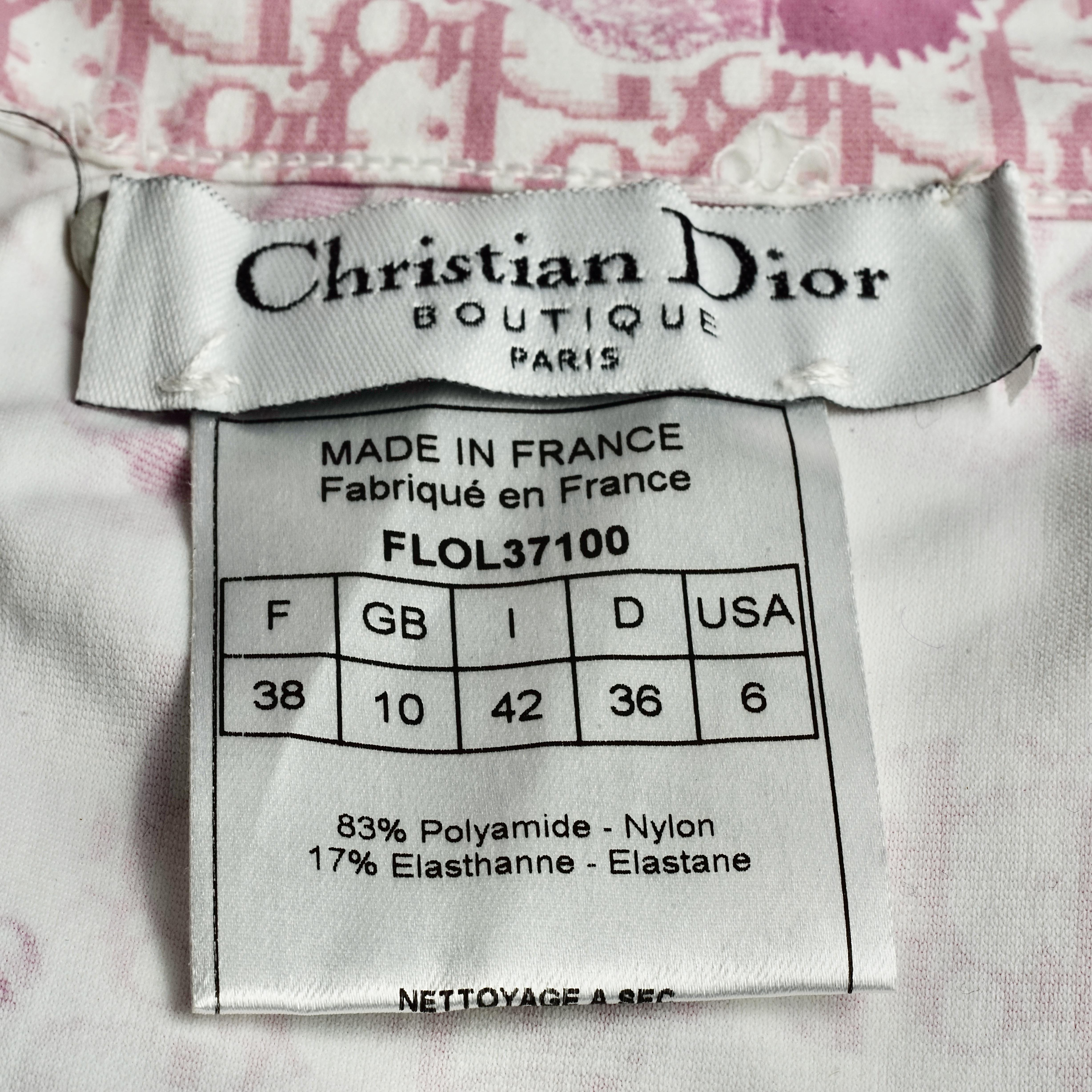 Vintage CHRISTIAN DIOR Pink Floral Logo Monogram Pareo Wraparound Skirt 1