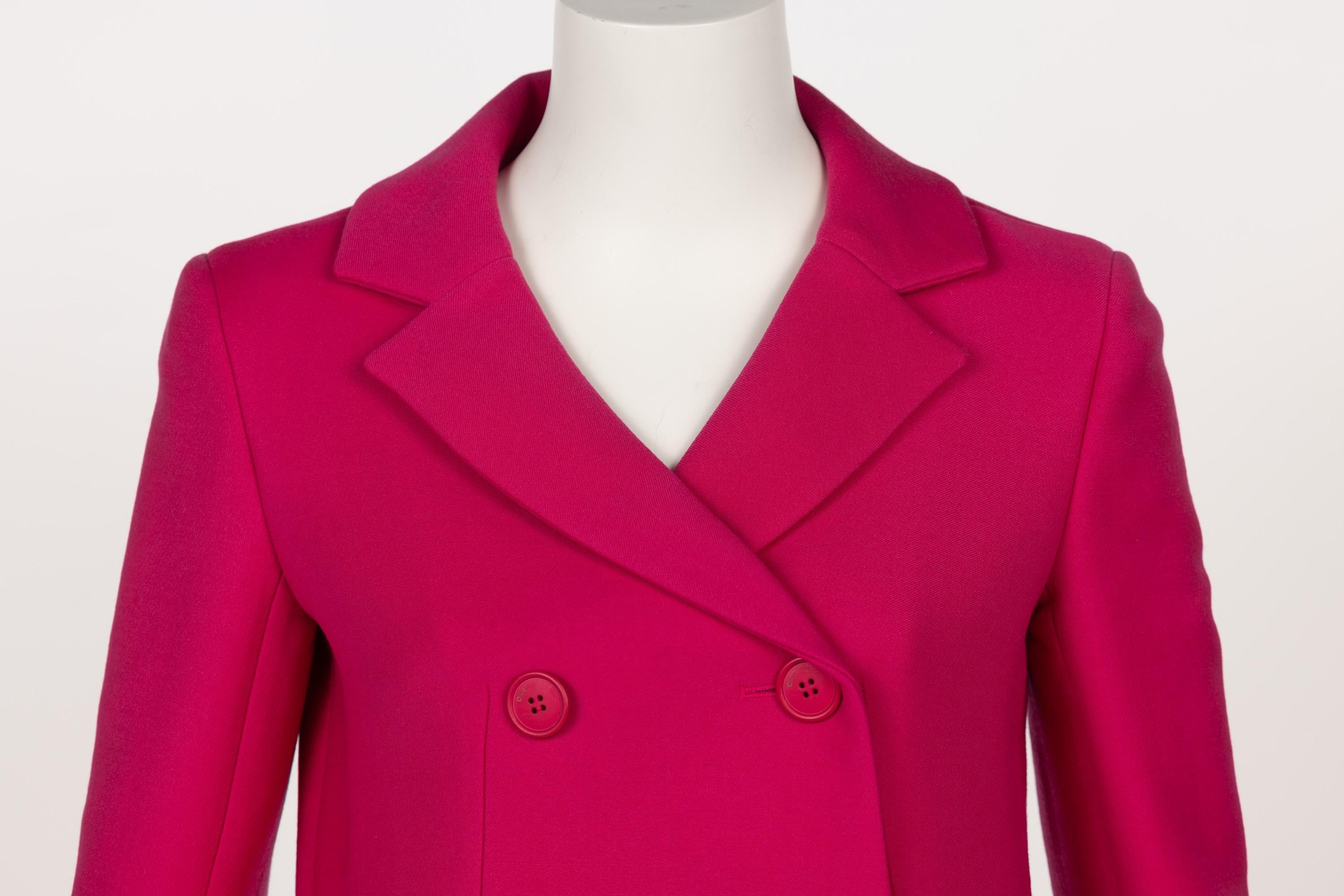 Vintage Christian Dior Pink Leather Trimmed Skirt Suit For Sale 2