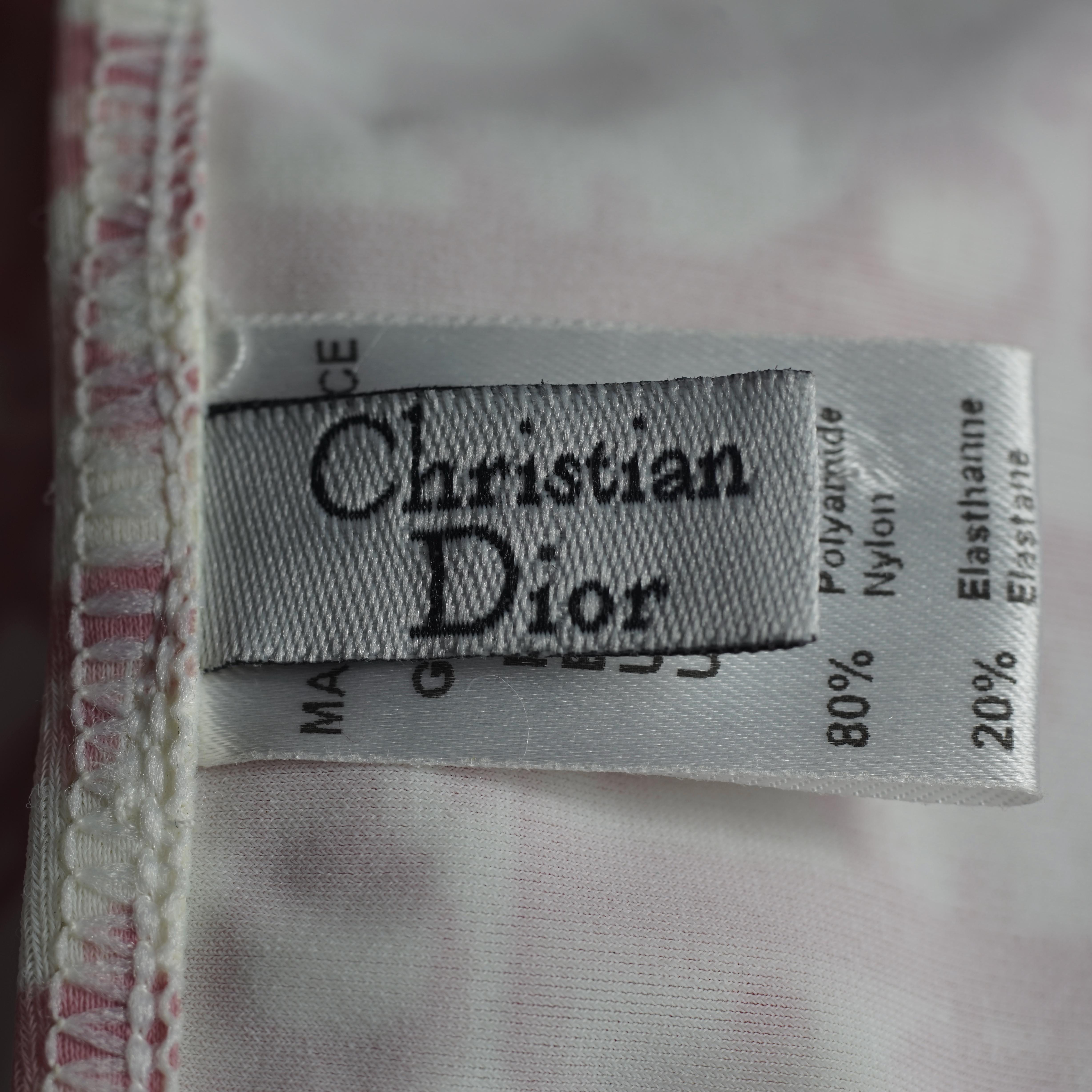 Vintage CHRISTIAN DIOR Pink Logo Monogram Flowers Pareo Wraparound Skirt 3