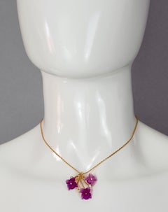 Vintage CHRISTIAN DIOR Purple Frosted Glass Flower Necklace