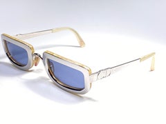 Vintage Christian Dior Rectangular Silver Small Grey Optyl Sunglasses 1990