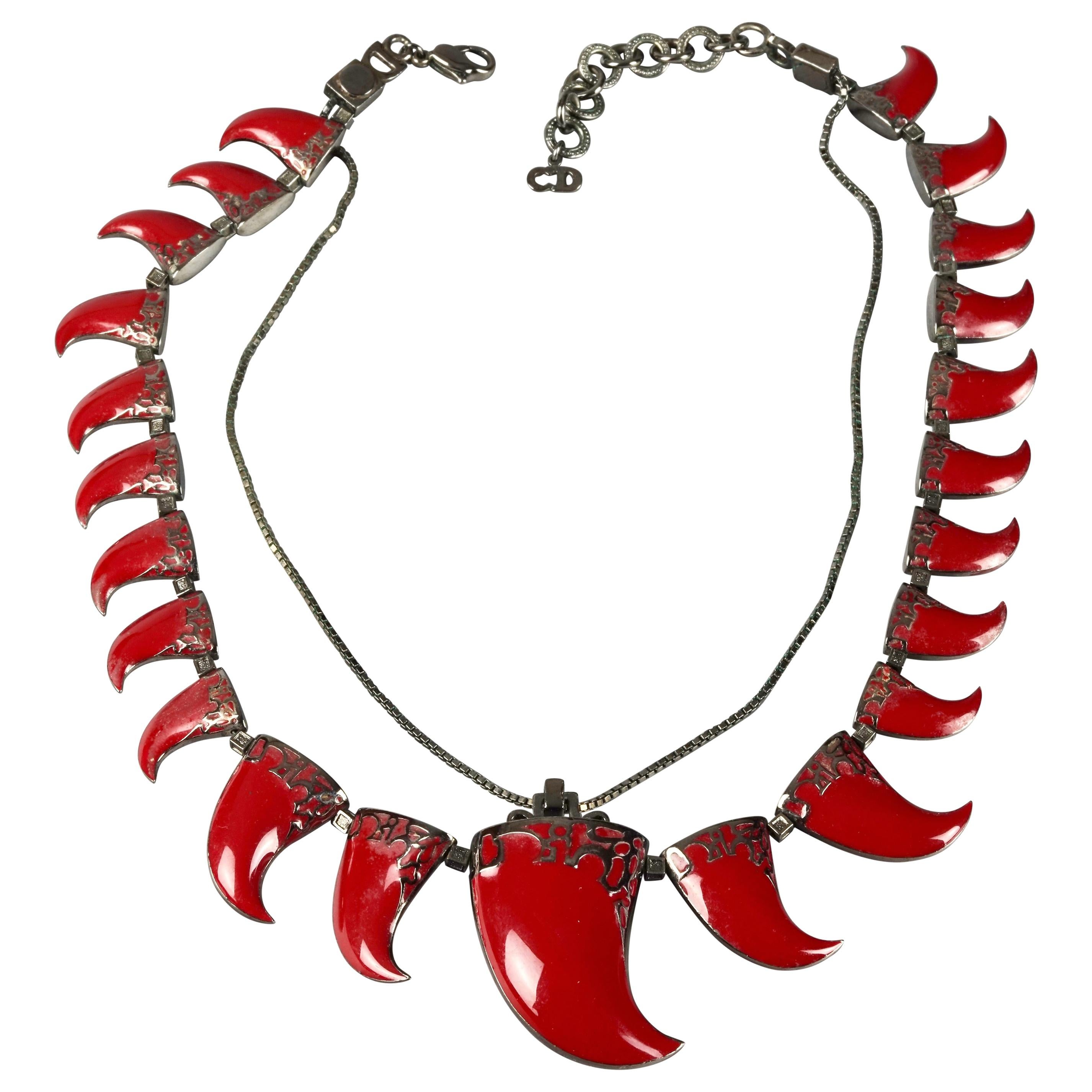 Vintage CHRISTIAN DIOR Red Claw Charm Necklace by John Galliano