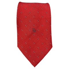 Vintage CHRISTIAN DIOR - Cravate en polyester rouge et blanc
