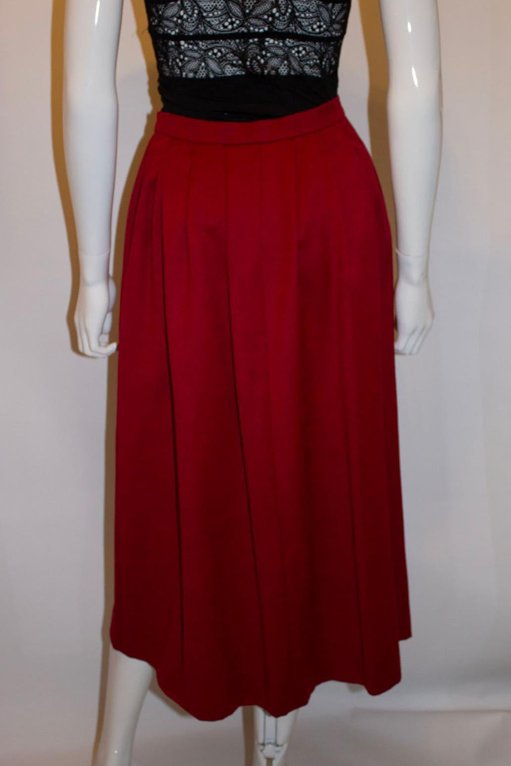 Vintage Christian Dior Red Wool Skirt In Good Condition For Sale In London, GB
