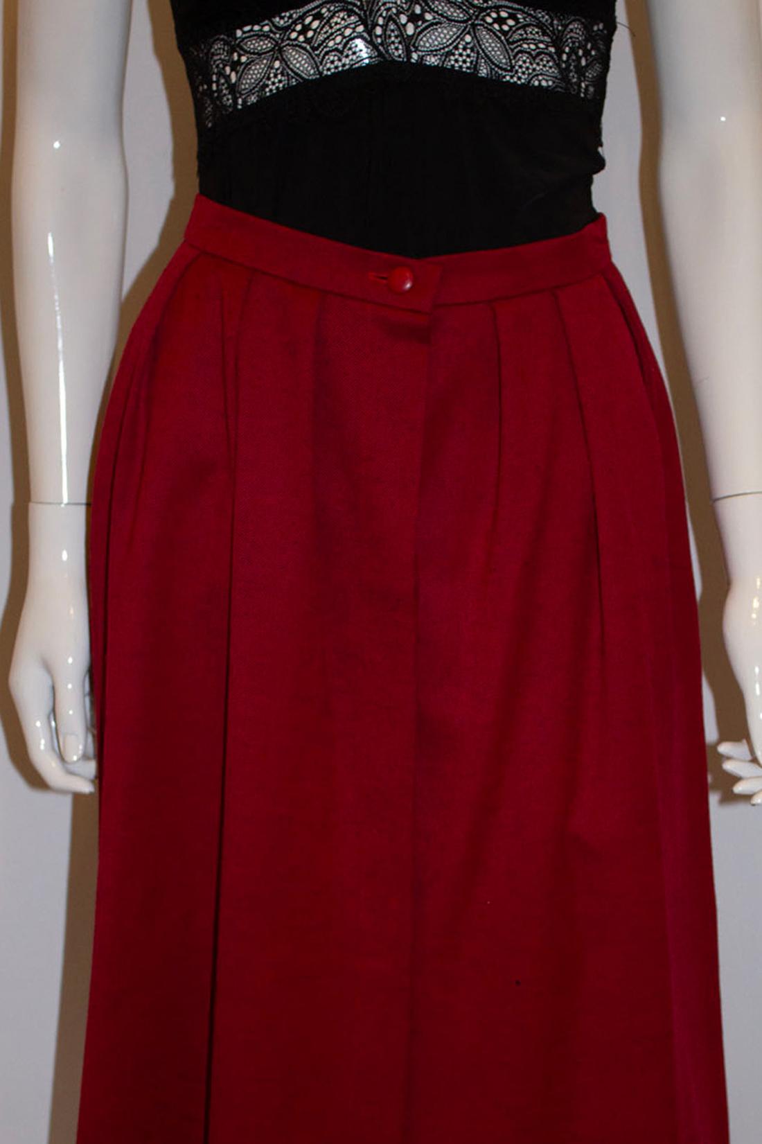 Vintage Christian Dior Red Wool Skirt For Sale 1