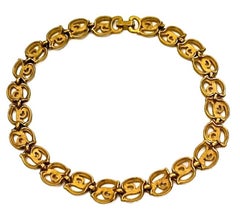 Vintage CHRISTIAN DIOR Rhinestone Logo Links Necklace