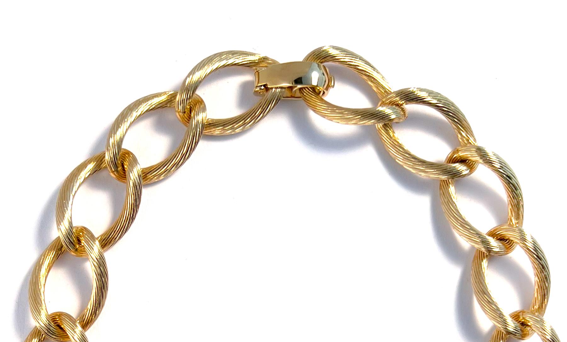 Vintage Christian Dior Ribbed Link Necklace, 1980s In Good Condition For Sale In London, GB