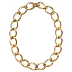 Christian Dior, collier à maillons côtelés vintage, années 1980