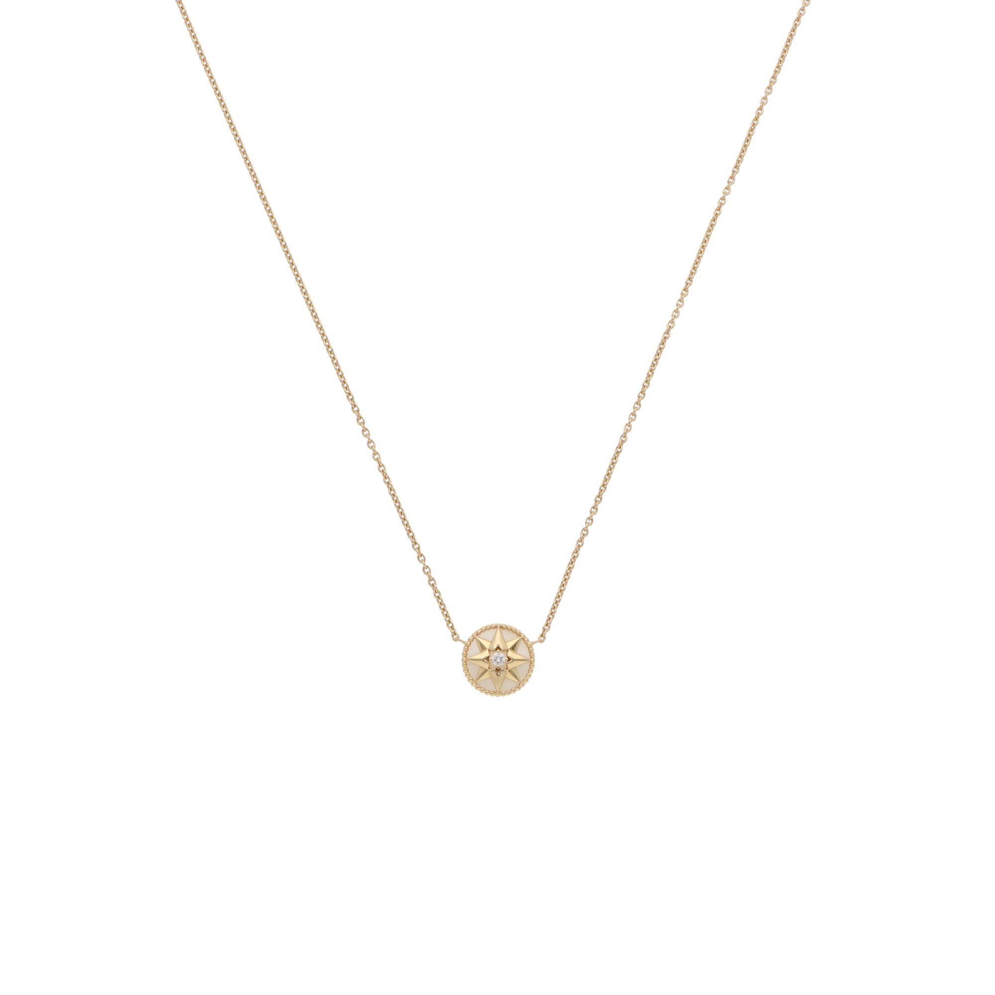 Modern Vintage Christian Dior Rose des Vents Mothe of Pearl and Diamond Necklace