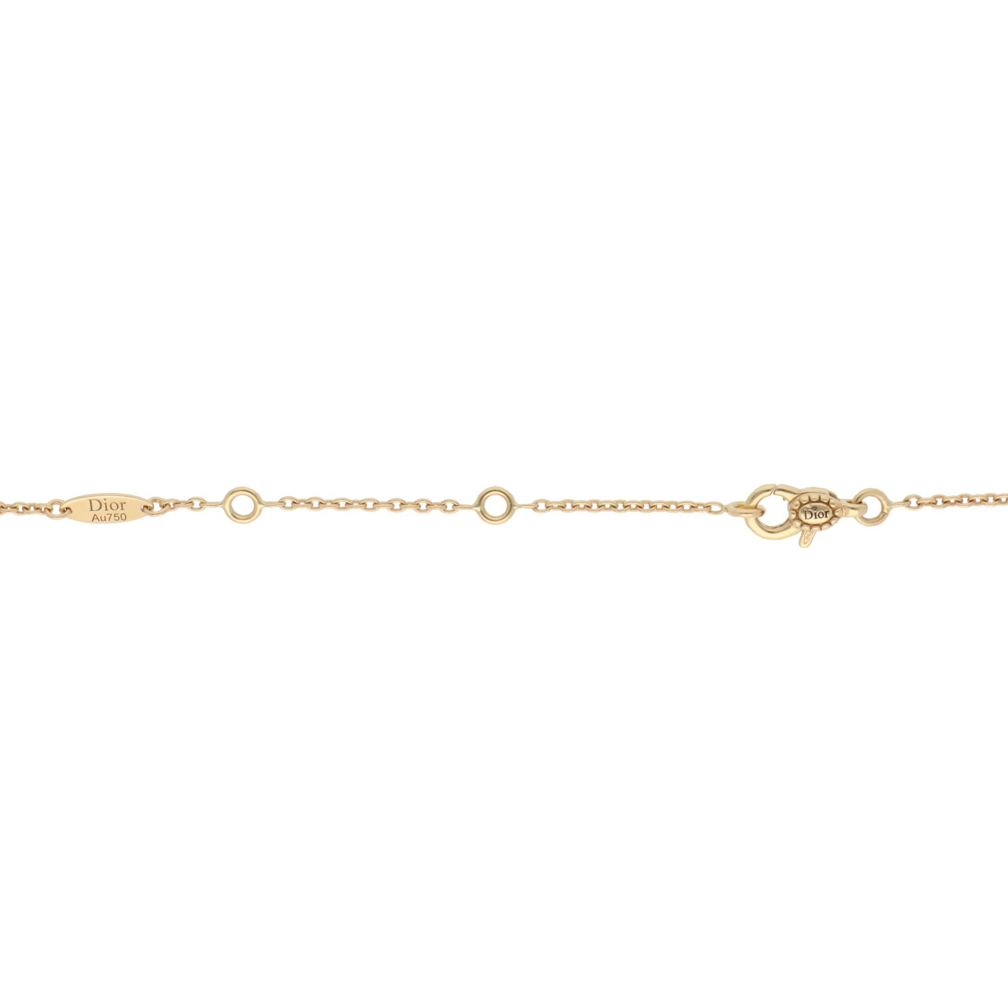 Vintage Christian Dior Rose des Vents Mothe of Pearl and Diamond Necklace In Excellent Condition In London, GB