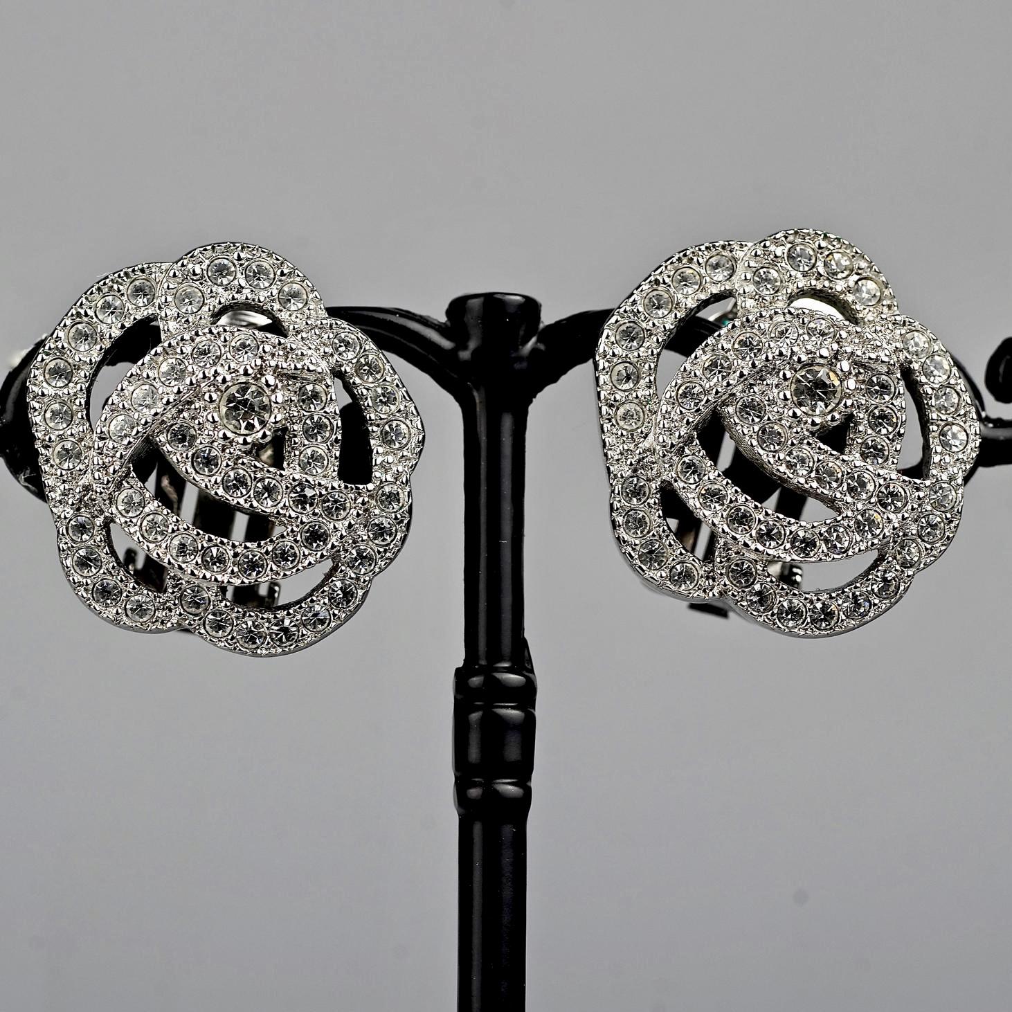 CHRISTIAN DIOR Rose Strass-Ohrringe, Vintage 2