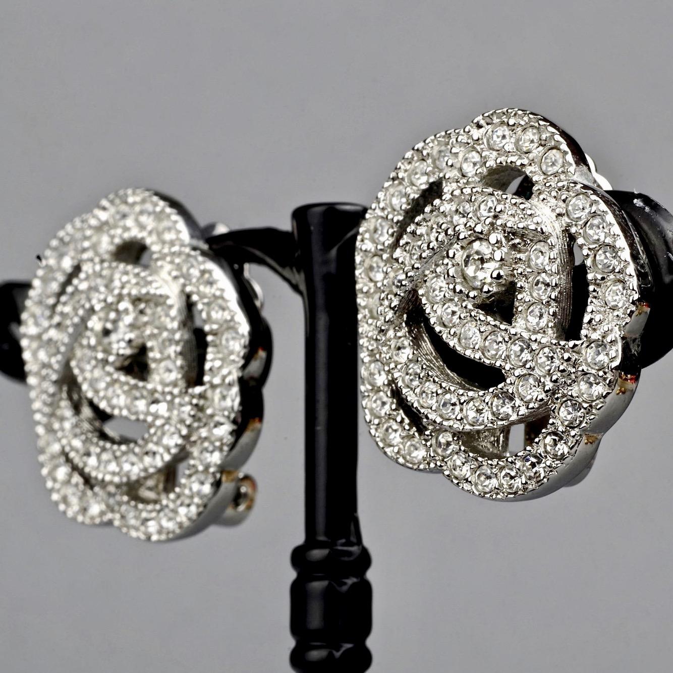CHRISTIAN DIOR Rose Strass-Ohrringe, Vintage 3