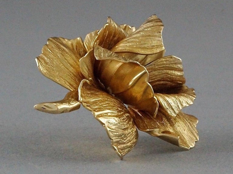 Vintage CHRISTIAN DIOR Rose Textured 3 Dimensional Brooch at 1stDibs