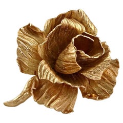 Vintage CHRISTIAN DIOR Rose Textured 3 Dimensional Brooch