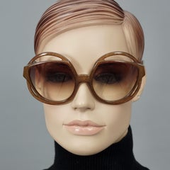 Vintage CHRISTIAN DIOR Round Openwork Space Age Brown Sunglasses