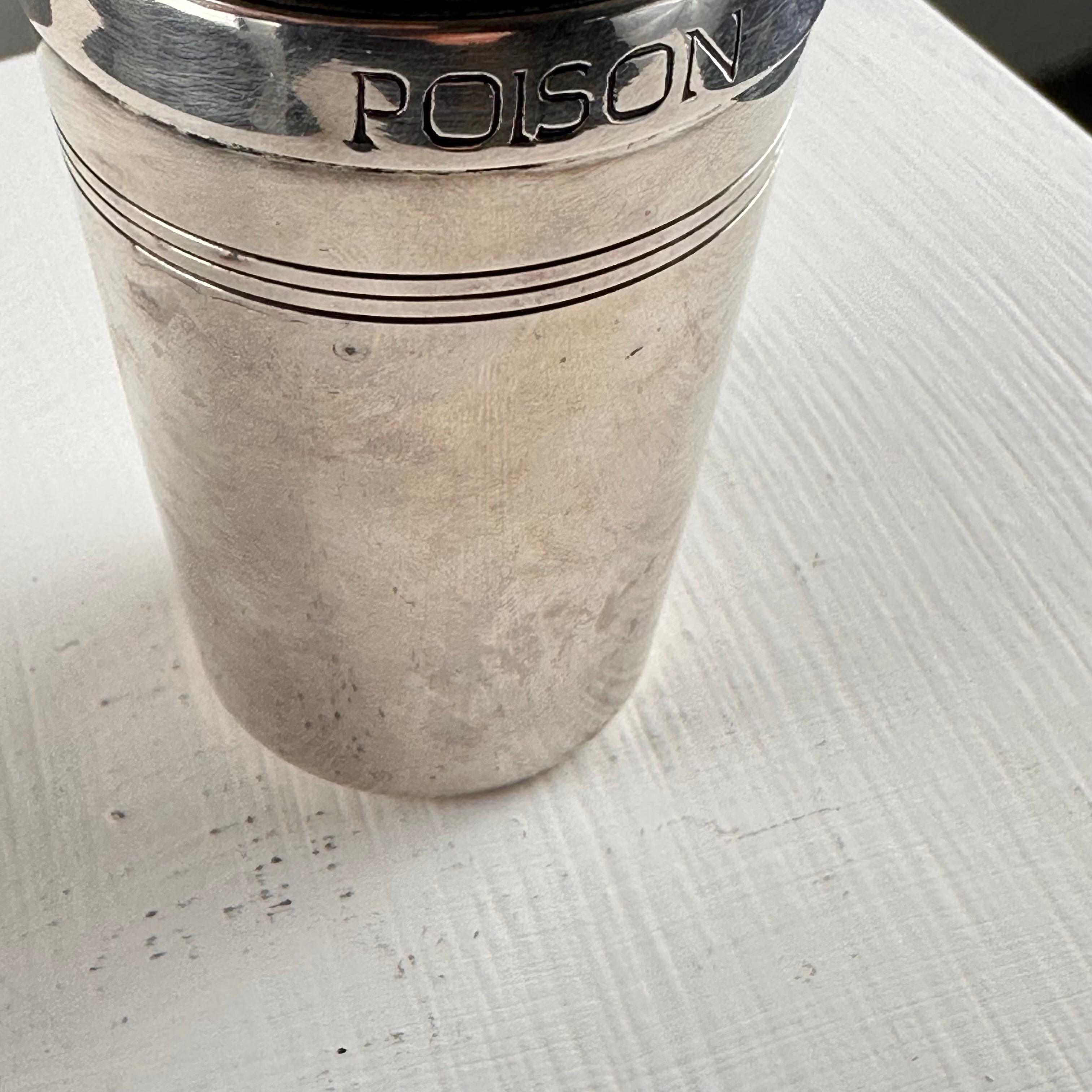 Late 20th Century Vintage Christian Dior Round Silver Plate Talcum Pouch Box 'Poison', 1980s For Sale
