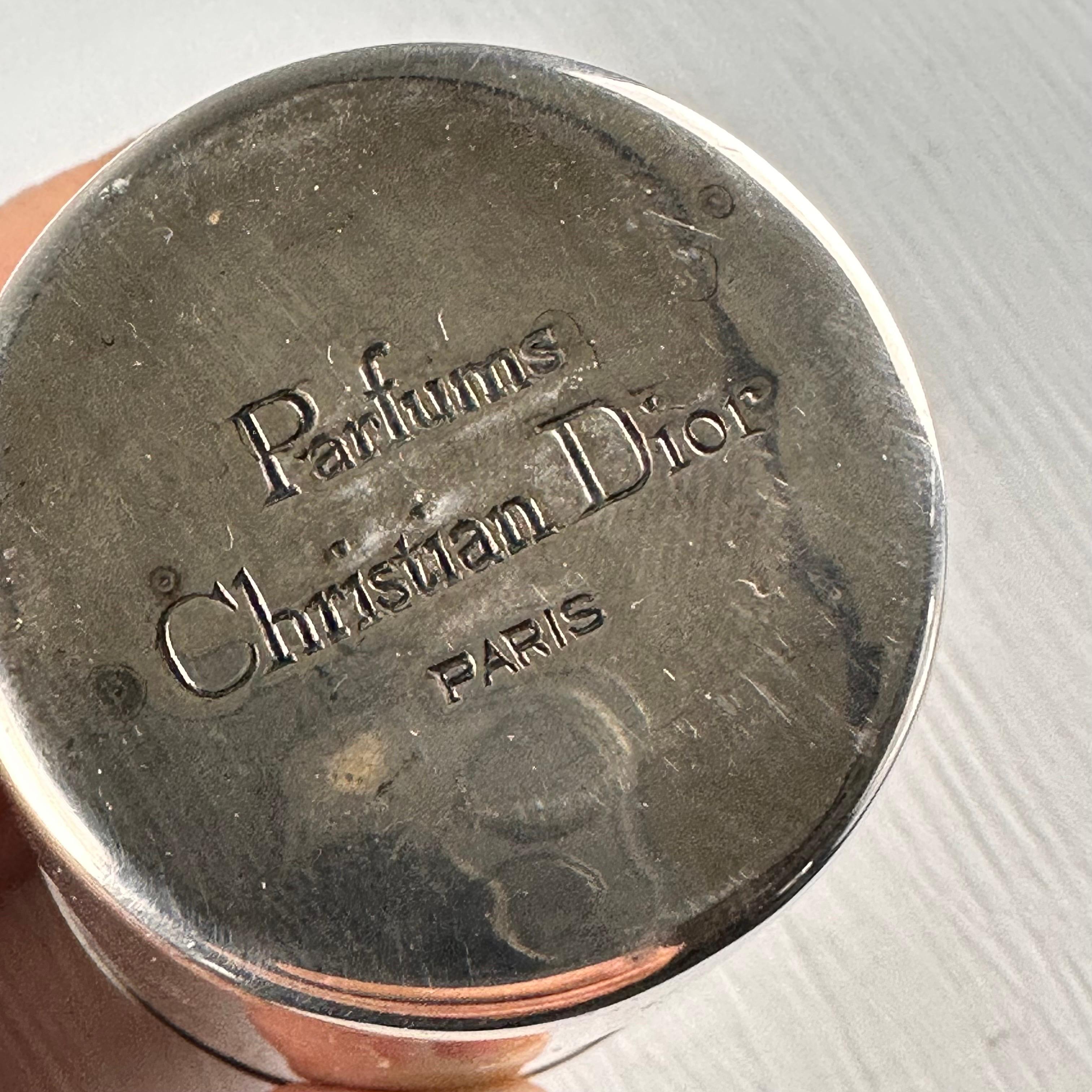 Vintage Christian Dior Round Silver Plate Talcum Pouch Box 'Poison', 1980s For Sale 3