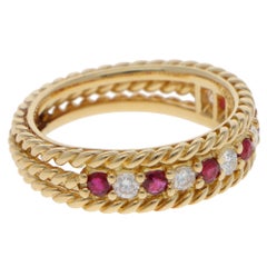 Vintage Christian Dior Ruby and Diamond Rope Ring