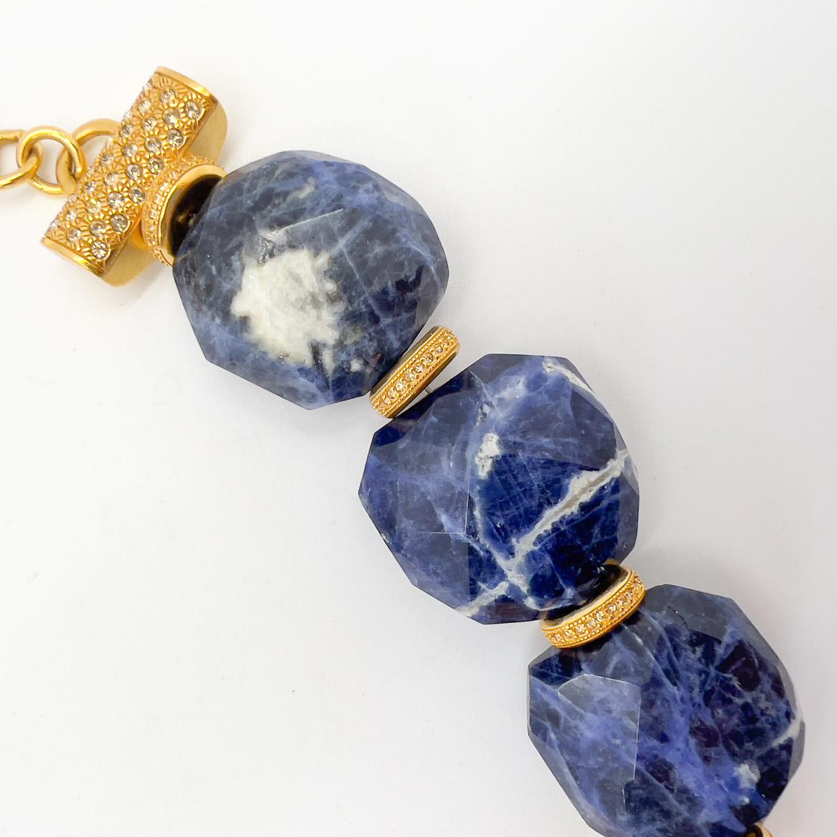 Vintage Christian Dior Statement Runway Blu Marble Embellished Knot Collar 1990 in vendita 1