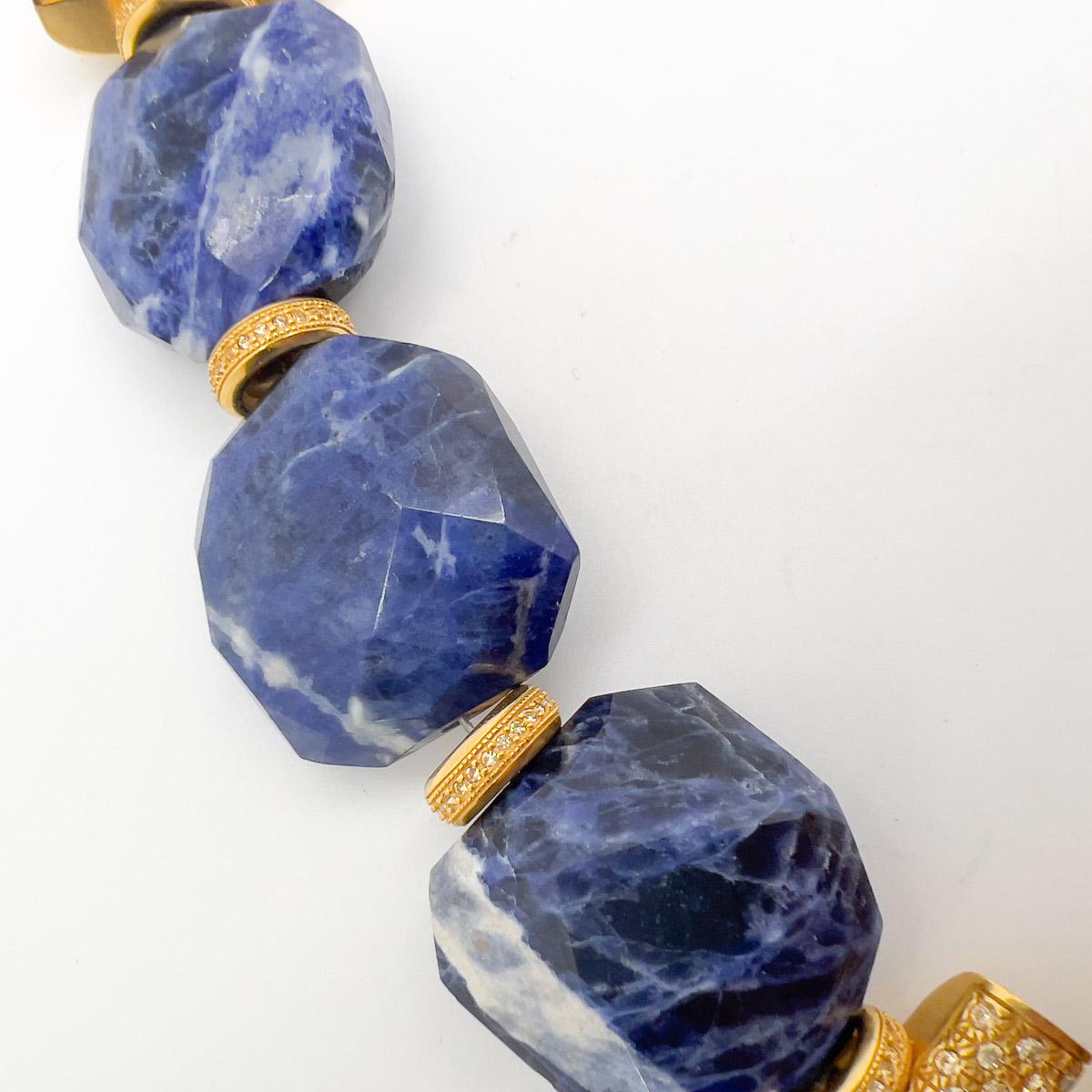 Women's Vintage Christian Dior Statement Runway Blue Marble Embellished Knot Collar 1990 For Sale
