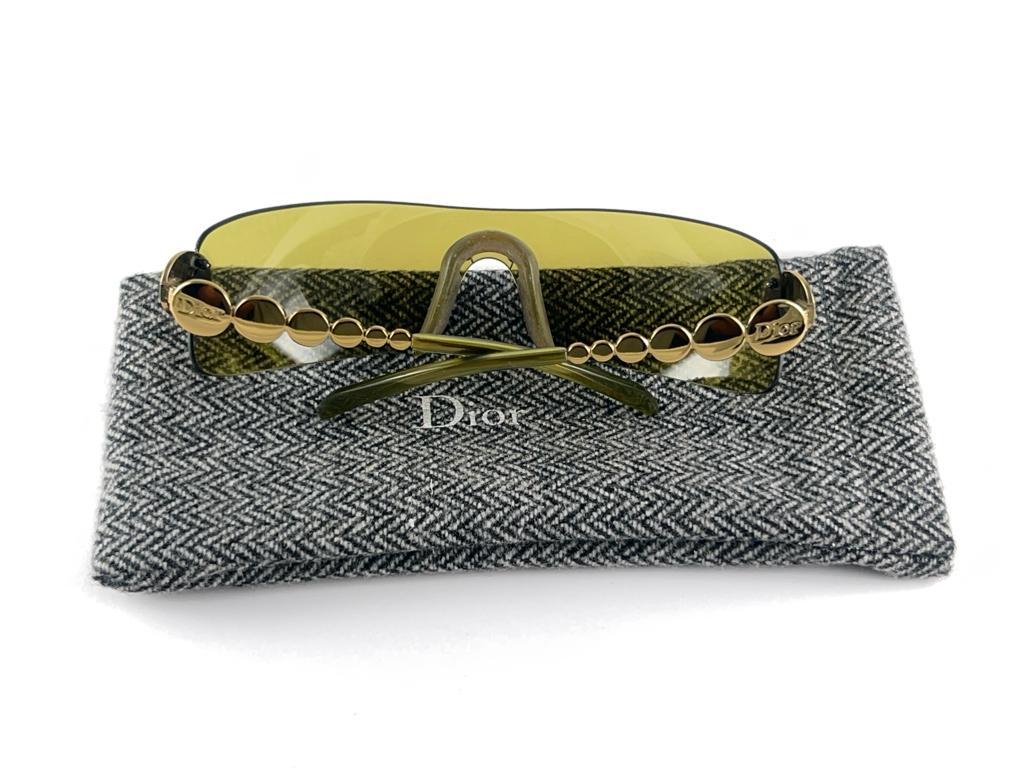 Vintage Christian Dior Ruthenium Green Gold Bubble Wrap Sunglasses Fall 2000 Y2K For Sale 10