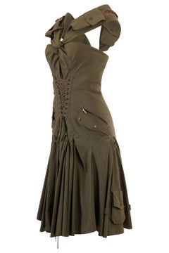 Vintage Christian Dior S/S 2003 Khaki Green Cargo Dress
