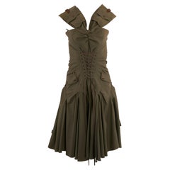 Vintage Christian Dior S/S 2003 Khaki Green Cargo Dress