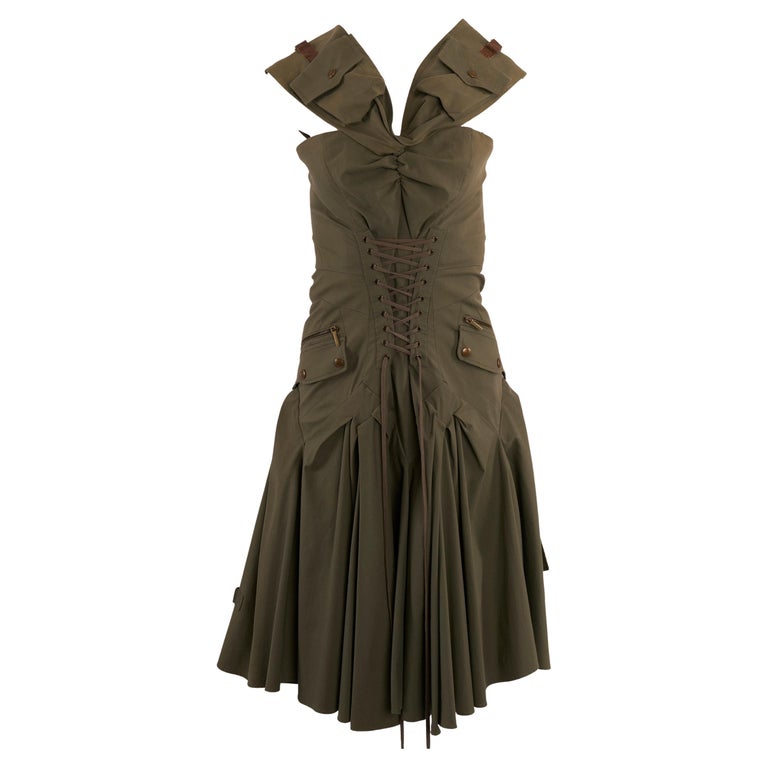green emerald velvet dress Olive Strapless Cargo Pocket Ruffle Hem Mini Dress main image 1