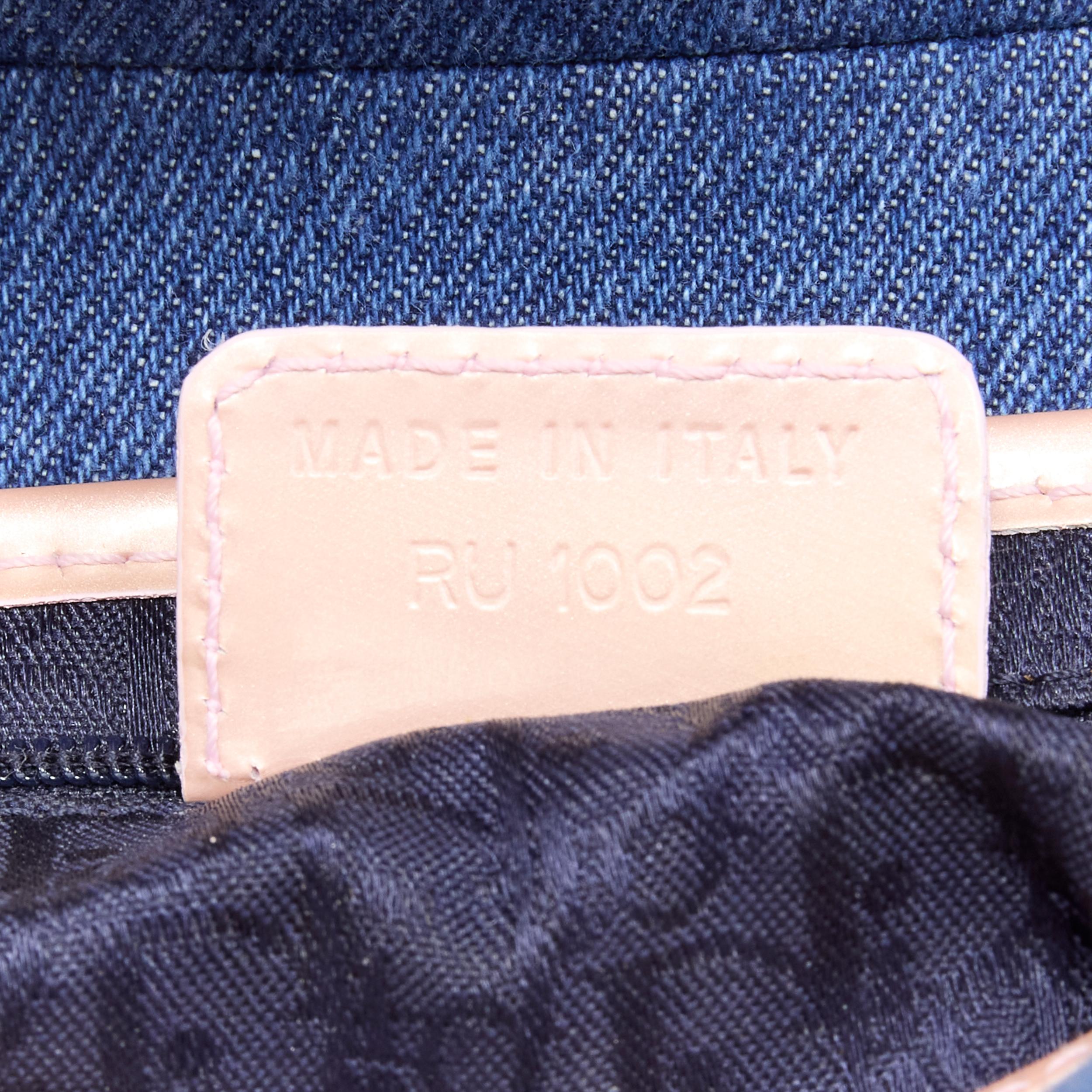 vintage CHRISTIAN DIOR Saddle blue denim jean pocket beige patent shoulder bag 6