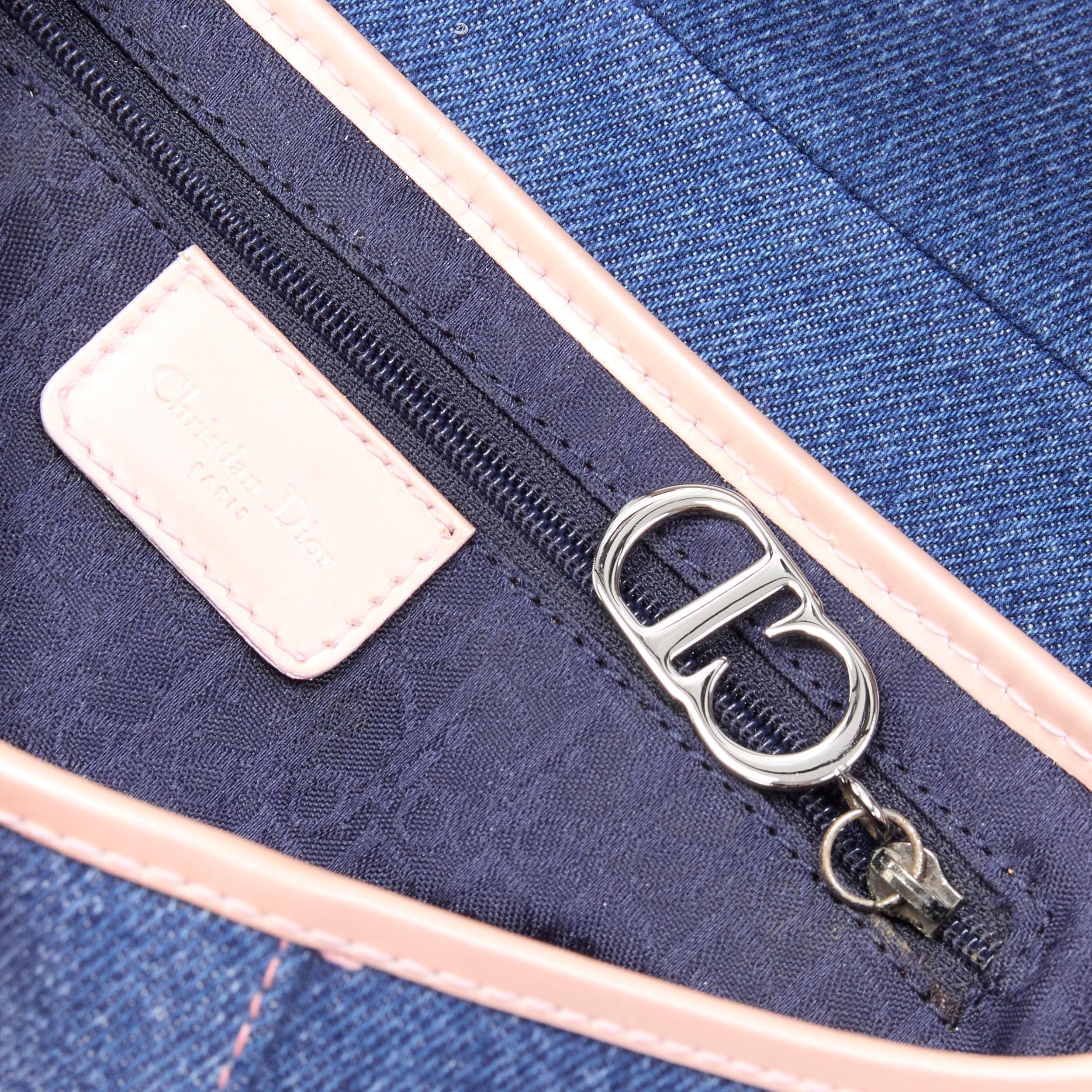 vintage CHRISTIAN DIOR Saddle blue denim jean pocket beige patent shoulder bag 7