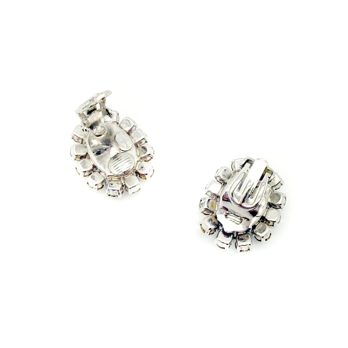 Vintage Christian Dior Sapphire Paste Earrings 1968 For Sale 3