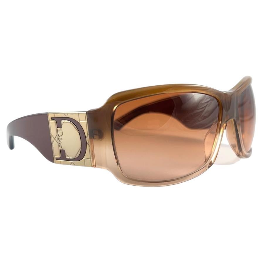 Vintage Christian Dior " Shaded " Mocca Oversized Sunglasses 2000's Italy For Sale
