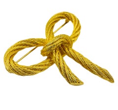 Vintage CHRISTIAN DIOR signed gold rope brooch designer runway