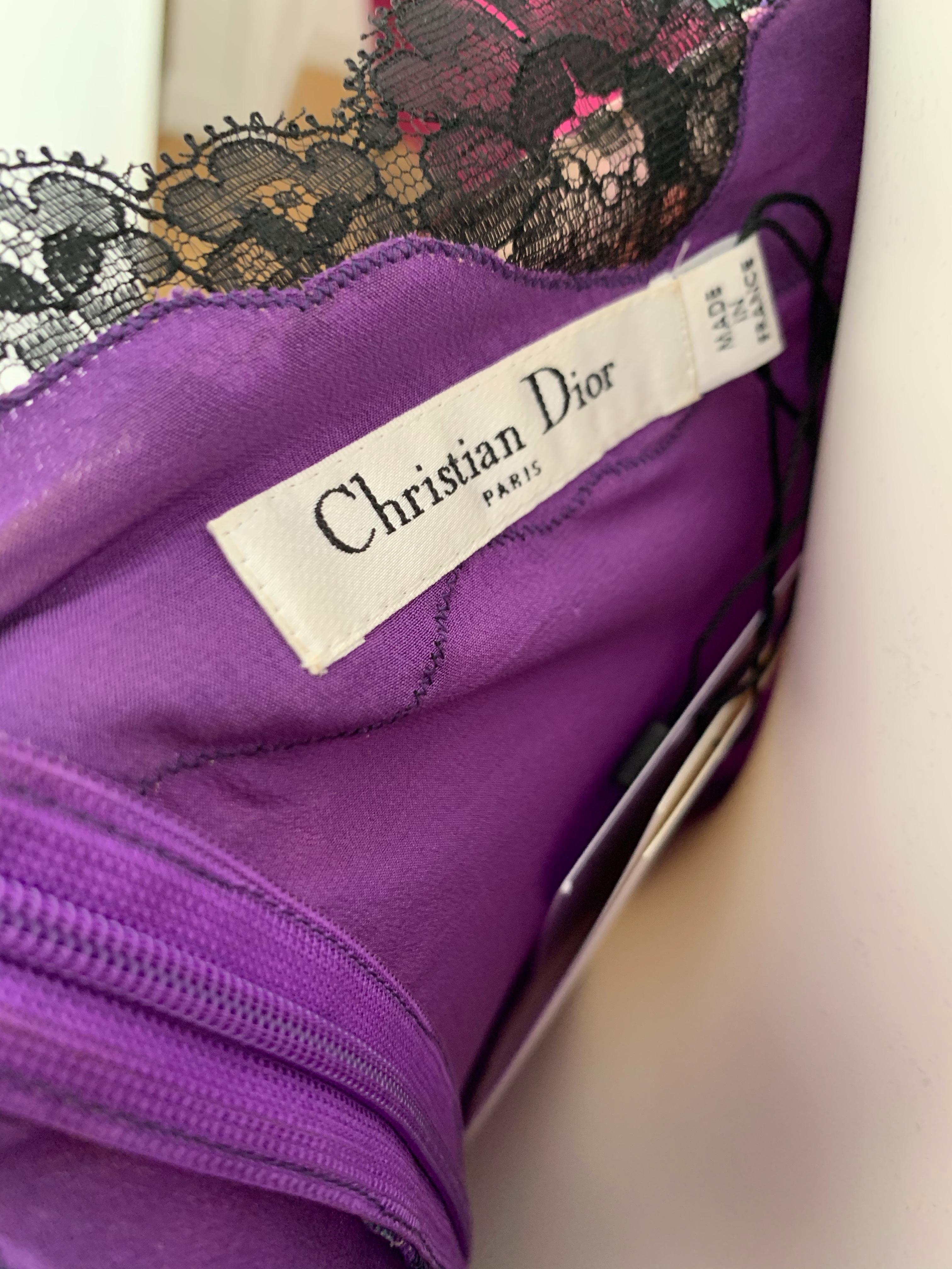 Vintage Christian Dior Silk Dress In Good Condition For Sale In Paris, FR