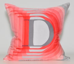 Vintage Christian Dior Silk Scarf with Irish Linen Cushion Pillow Red Gray Pink