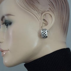 Vintage-Ohrringe von Christian Dior aus Silber mit Kristallen im Schachbrettmuster