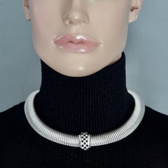 Vintage-Halskette von Christian Dior aus Silber mit Kristallen im Schachbrettmuster