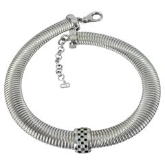 Vintage-Halskette von Christian Dior aus Silber mit Kristallen im Schachbrettmuster