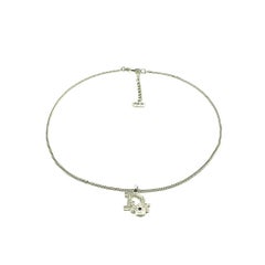 Vintage Christian Dior Silver Crystal Spellout Necklace 2000s