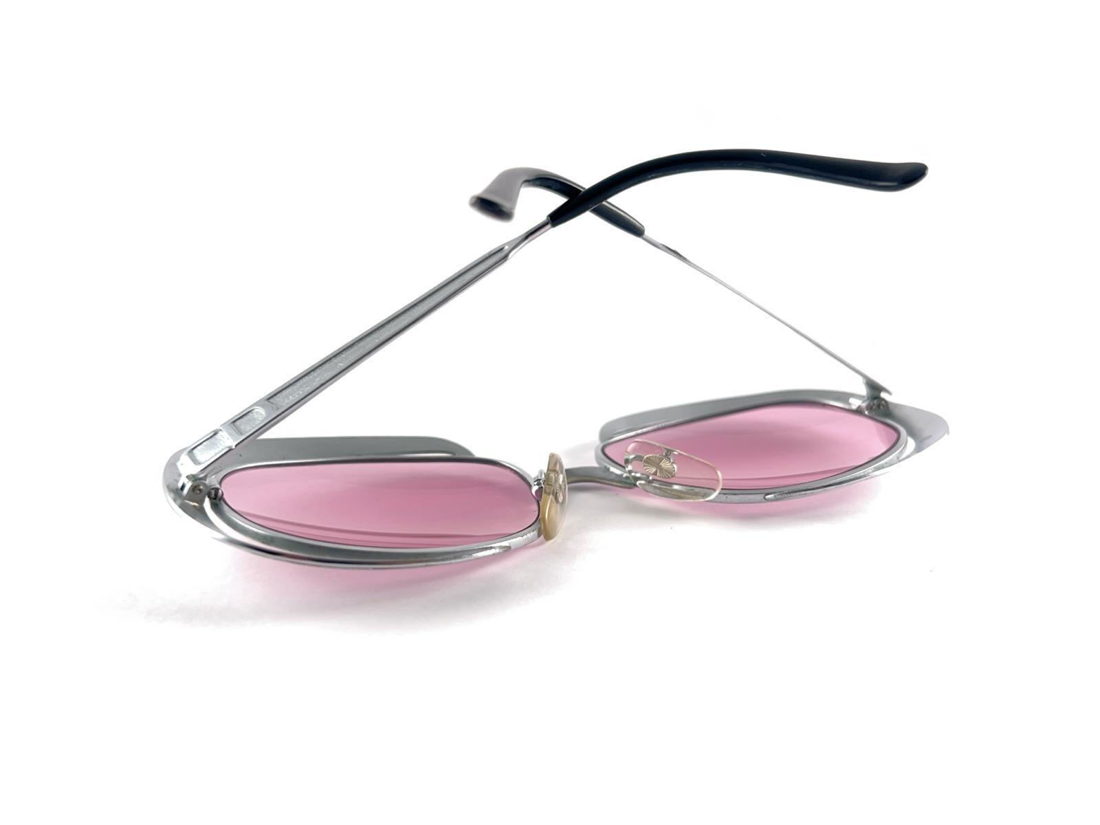 Vintage Christian Dior Silver Frame Pink Lenses Sunglasses 80's Made in Austria 8