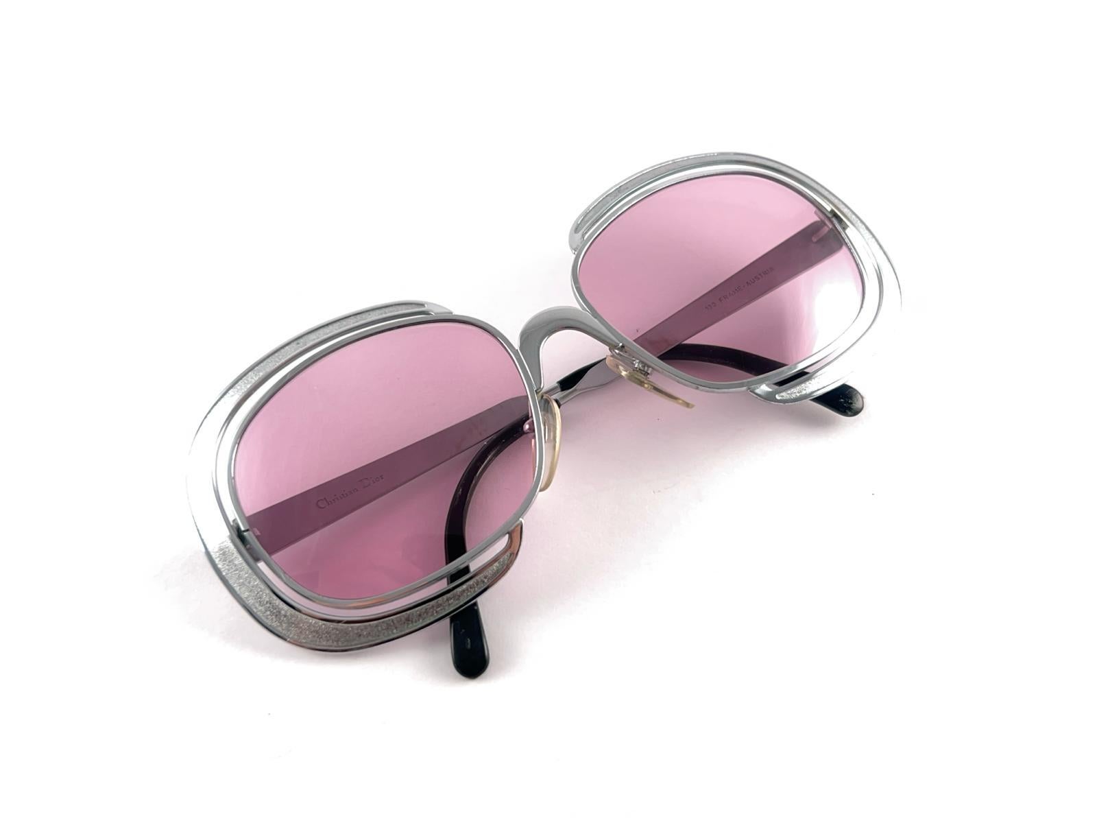 Vintage Christian Dior Silver Frame Pink Lenses Sunglasses 80's Made in Austria 9
