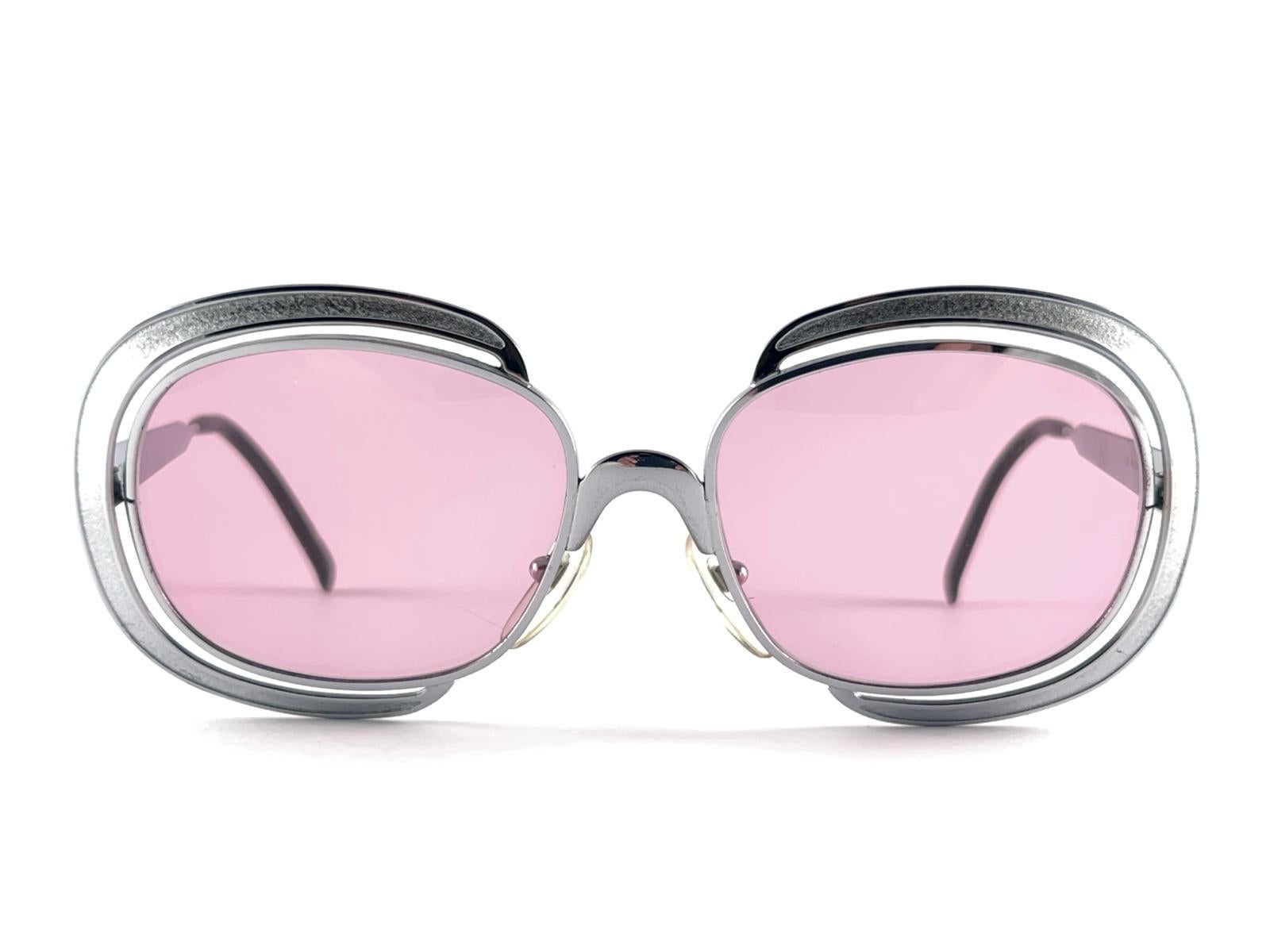 Vintage Christian Dior Silver Frame Pink Lenses Sunglasses 80's Made in Austria 10