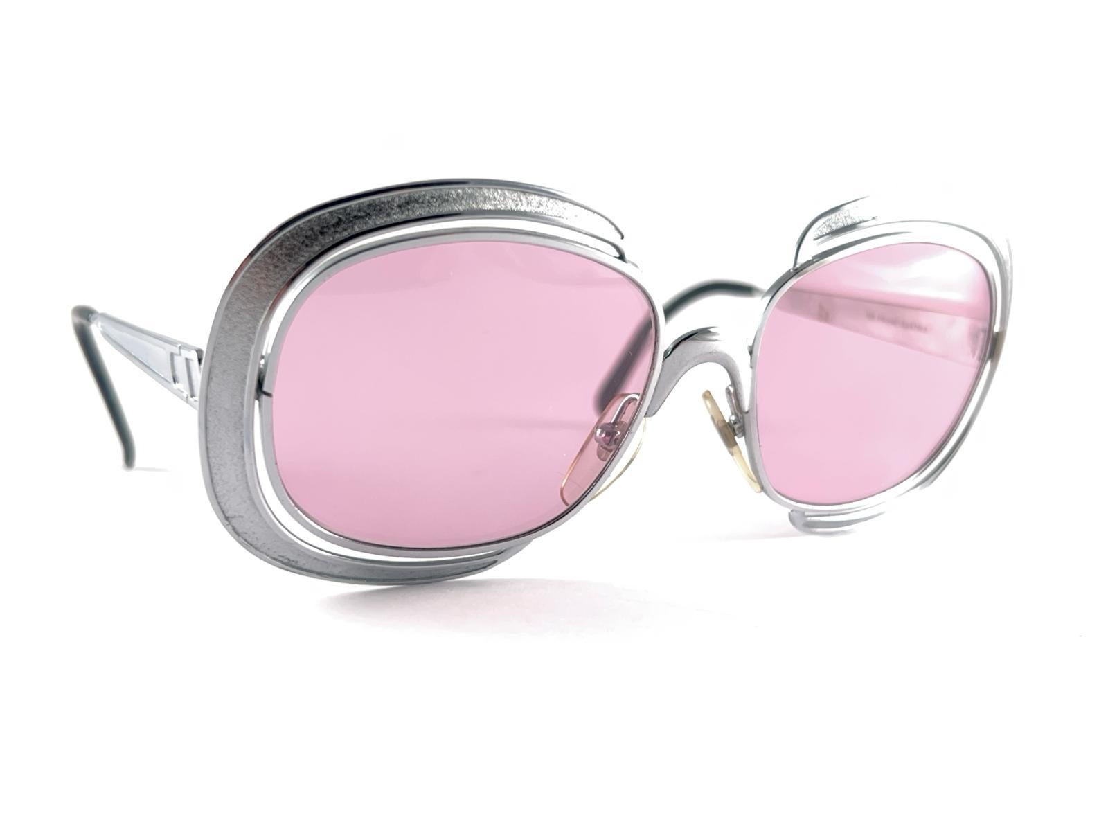 Vintage Christian Dior Silver Frame Pink Lenses Sunglasses 80's Made in Austria In Excellent Condition In Baleares, Baleares