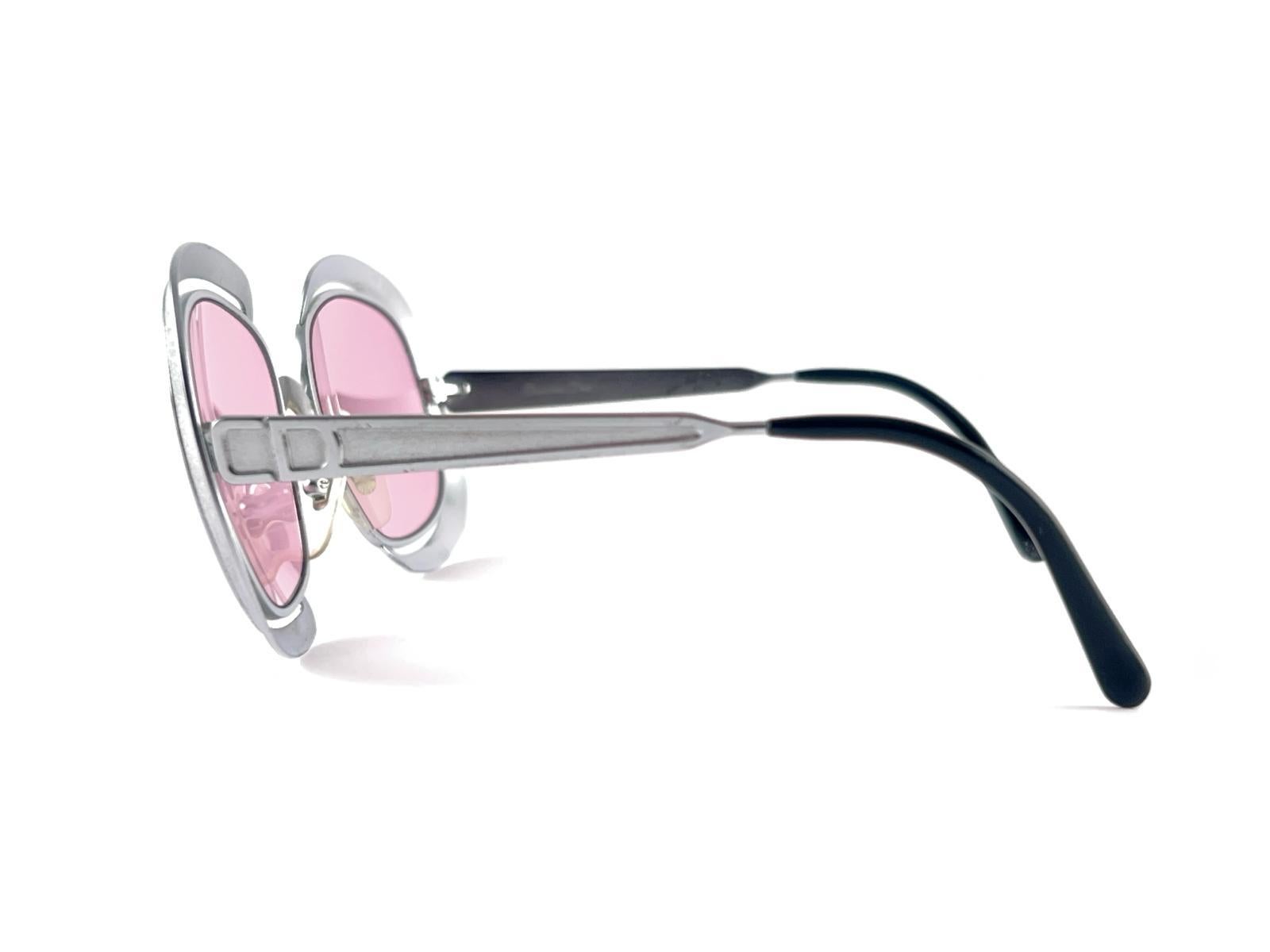 Vintage Christian Dior Silver Frame Pink Lenses Sunglasses 80's Made in Austria 1