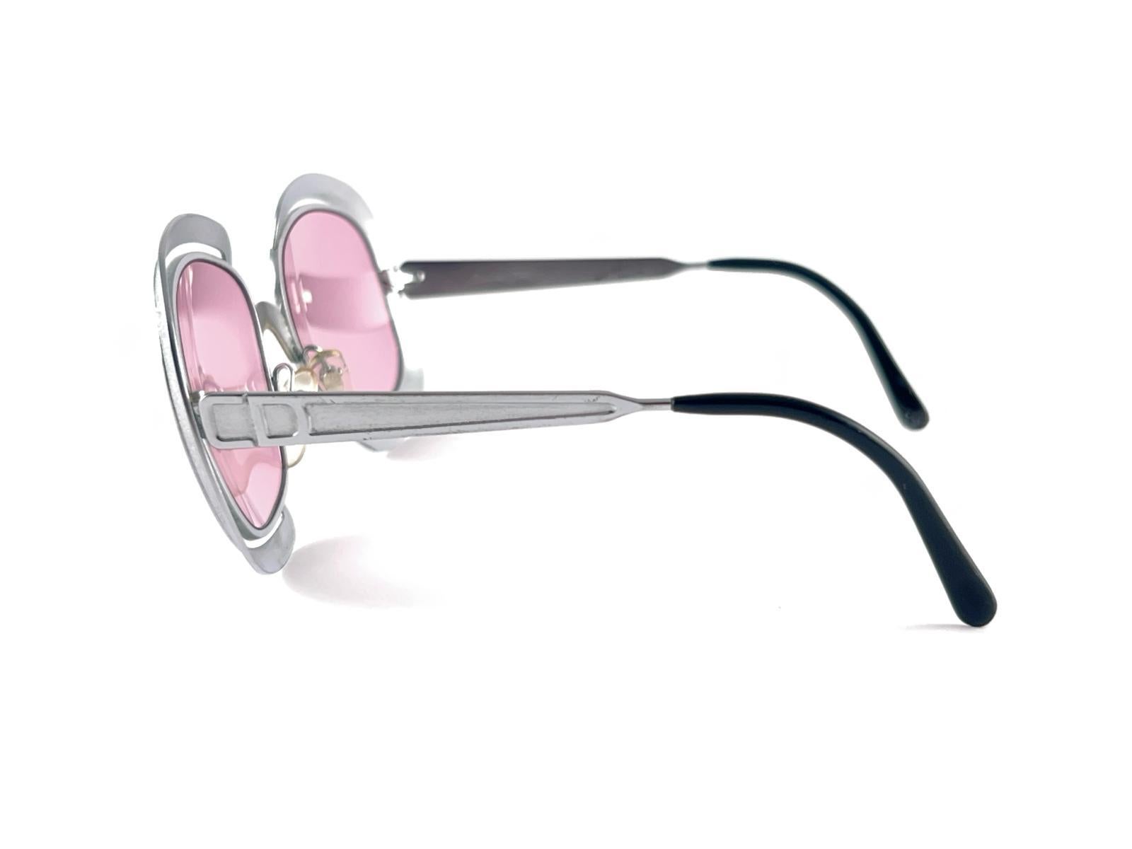 Vintage Christian Dior Silver Frame Pink Lenses Sunglasses 80's Made in Austria 2
