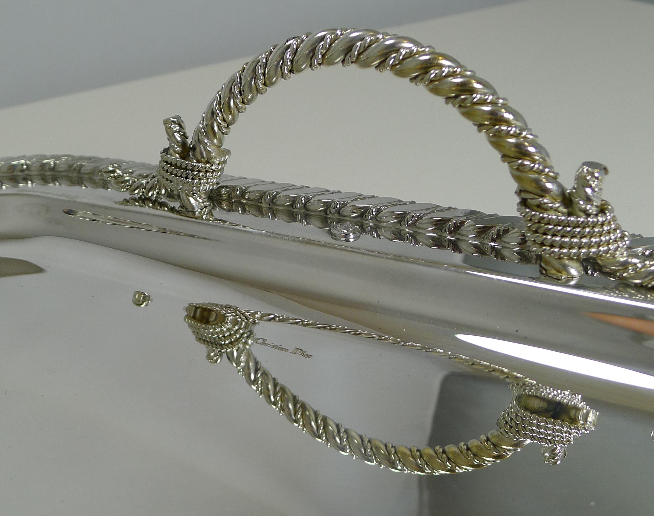 Vintage Christian Dior Silver Plated Serving Tray, circa 1970 In Good Condition In Bath, GB