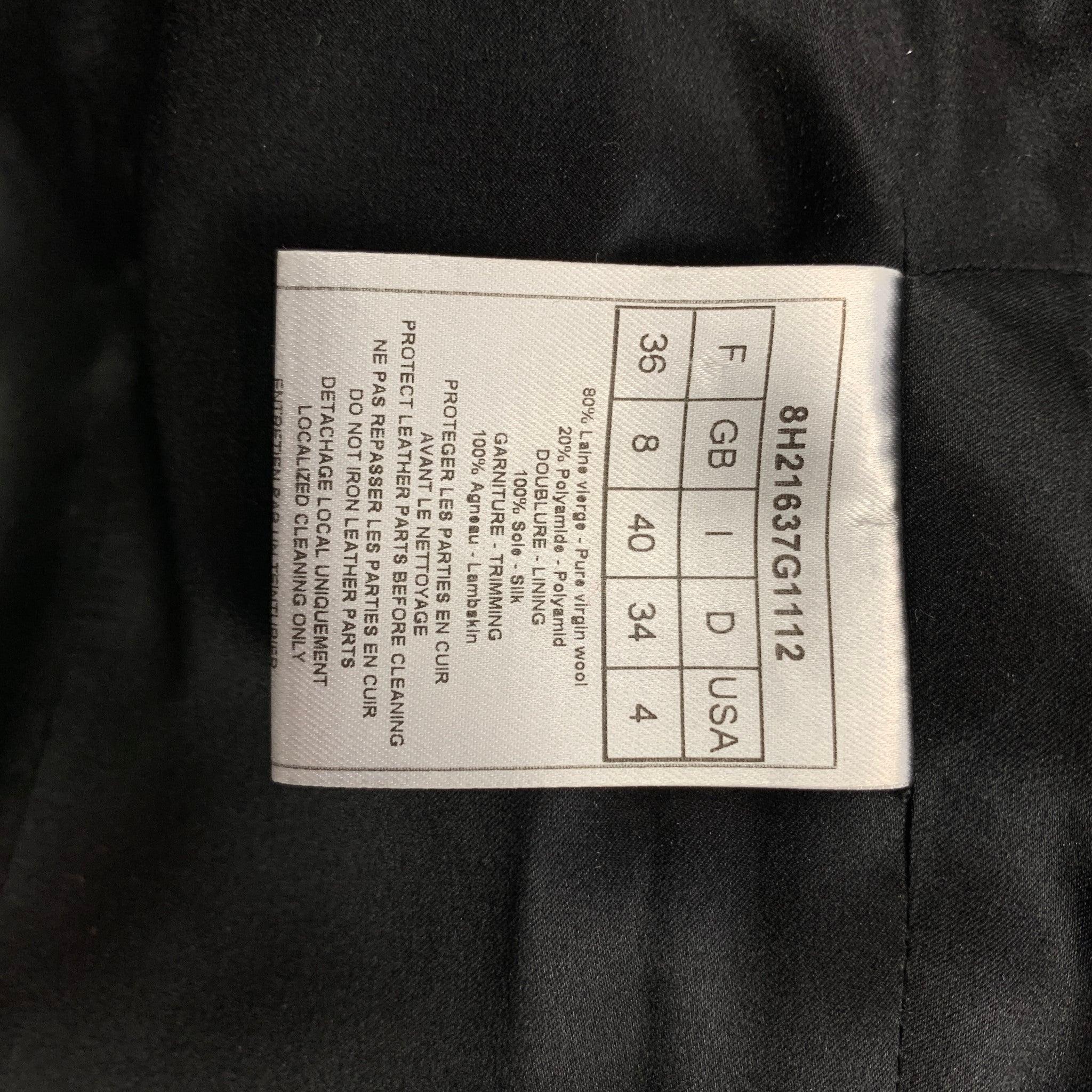 CHRISTIAN DIOR Robe de cocktail vintage noire pied-de-poule en laine/Polyester Taille 4 en vente 1