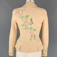 Vintage CHRISTIAN DIOR Size 6 Beige Silk Embroidered Jacket