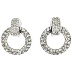 Vintage Christian Dior Orecchini a cerchio con bussola in cristallo 1990S